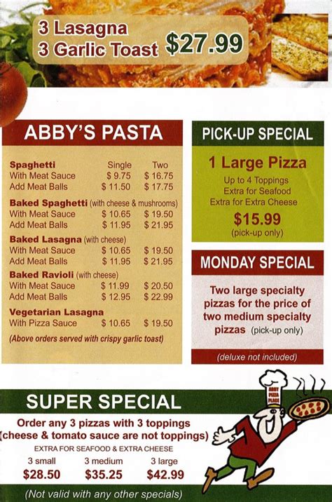 abby's pizza menu|abby's pizza menu with prices.